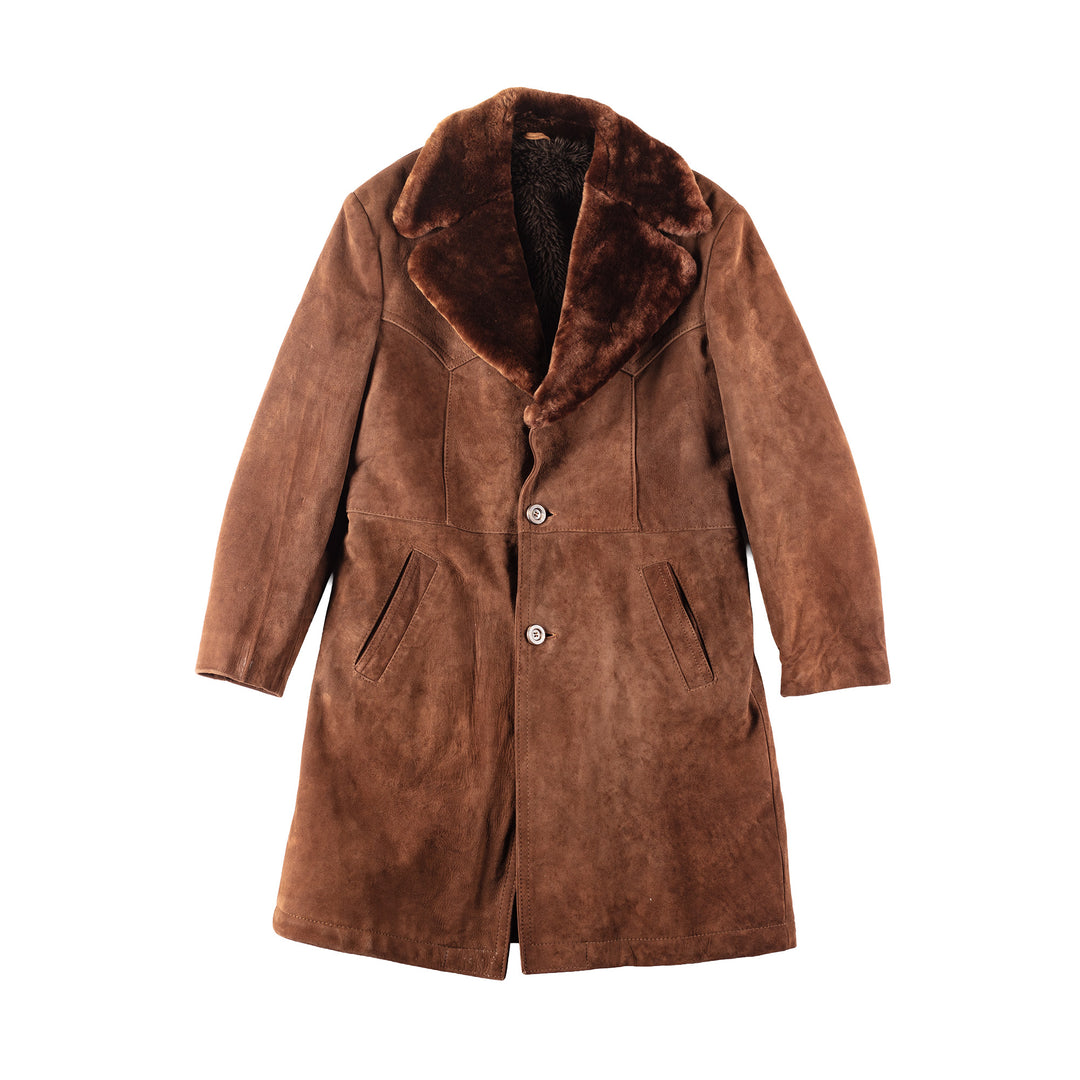 Vintage 70's Men Faux Sheepskin Coat in Brown
