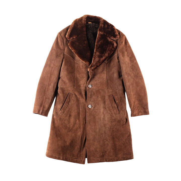 Vintage 70's Men Faux Sheepskin Coat in Brown