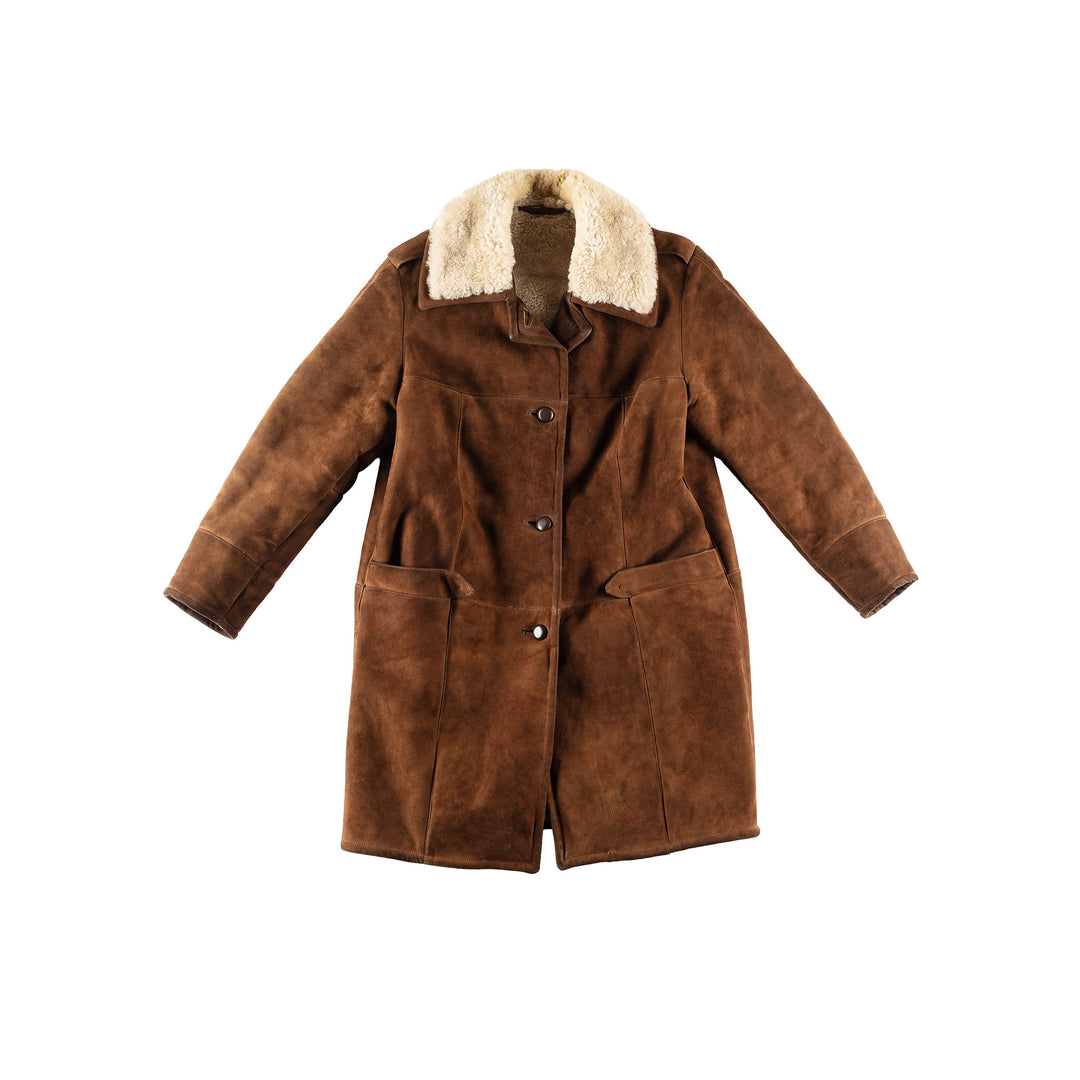 Vintage 80's Women Sheepskin Coat in BrownMN254