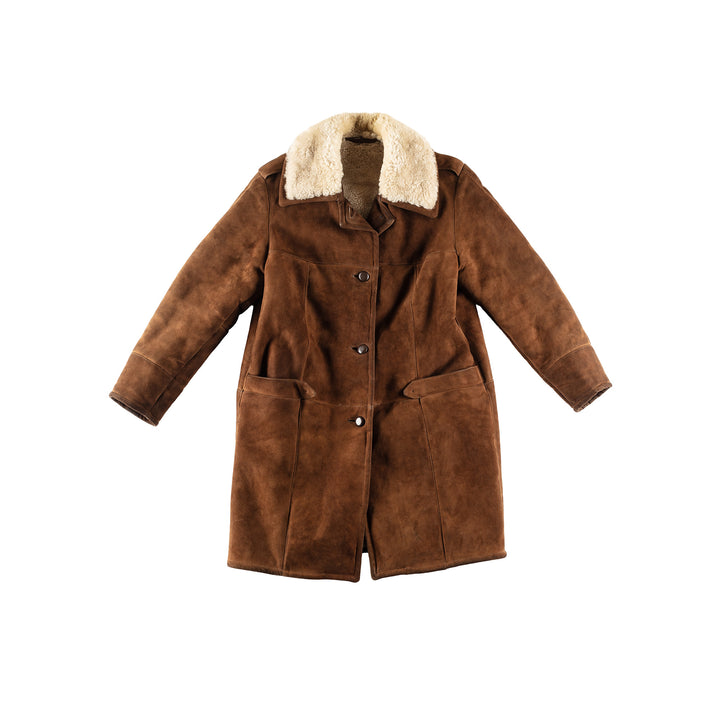 Vintage 80's Women Sheepskin Coat in BrownMN254