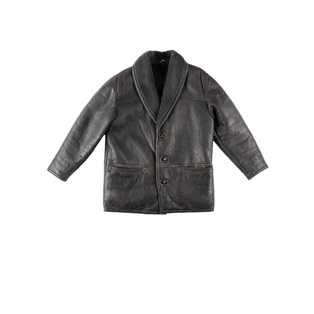 Vintage 80's Men Sheepskin Coat in BlackVN210