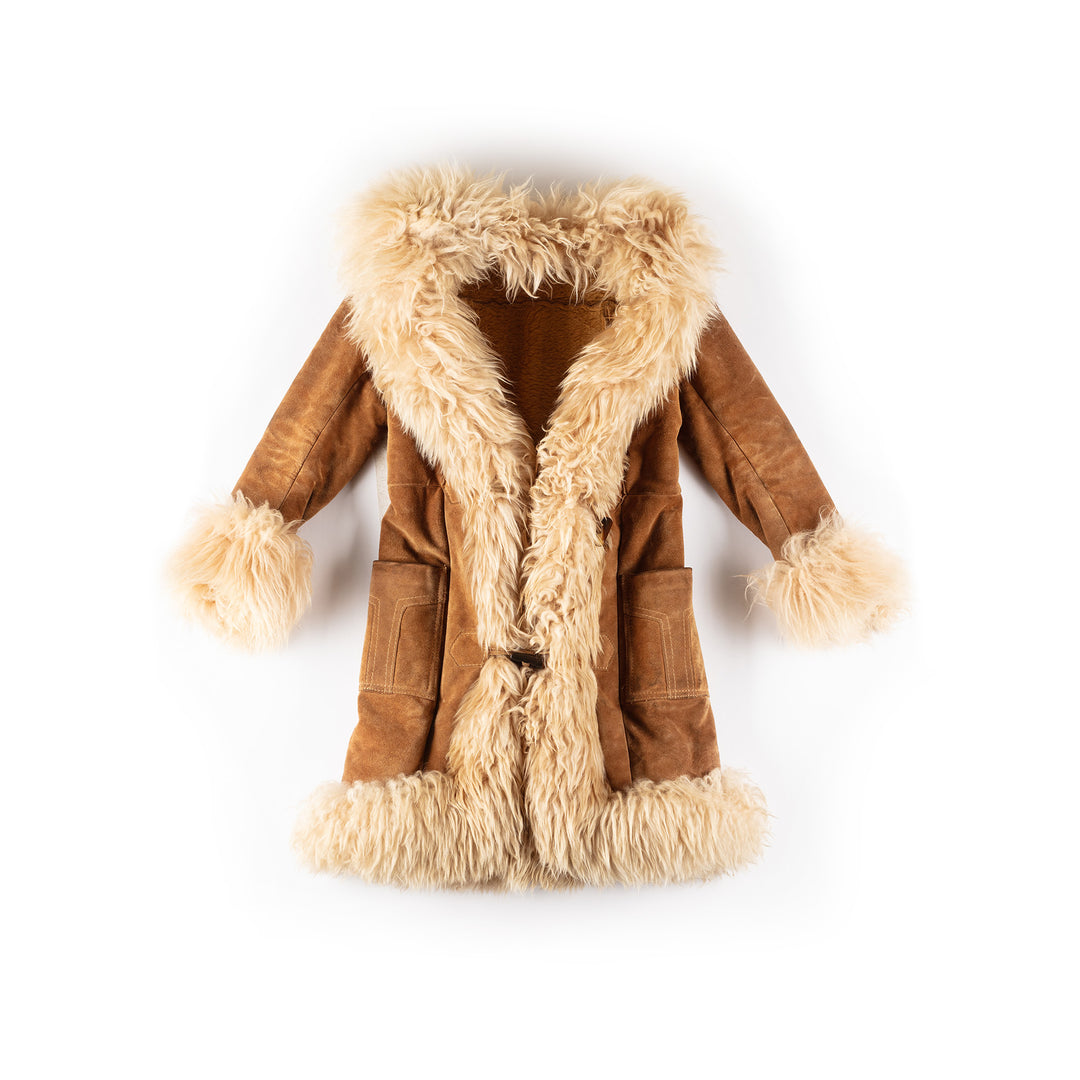 Vintage 70's Women Faux Sheepskin Coat in GrayMN229