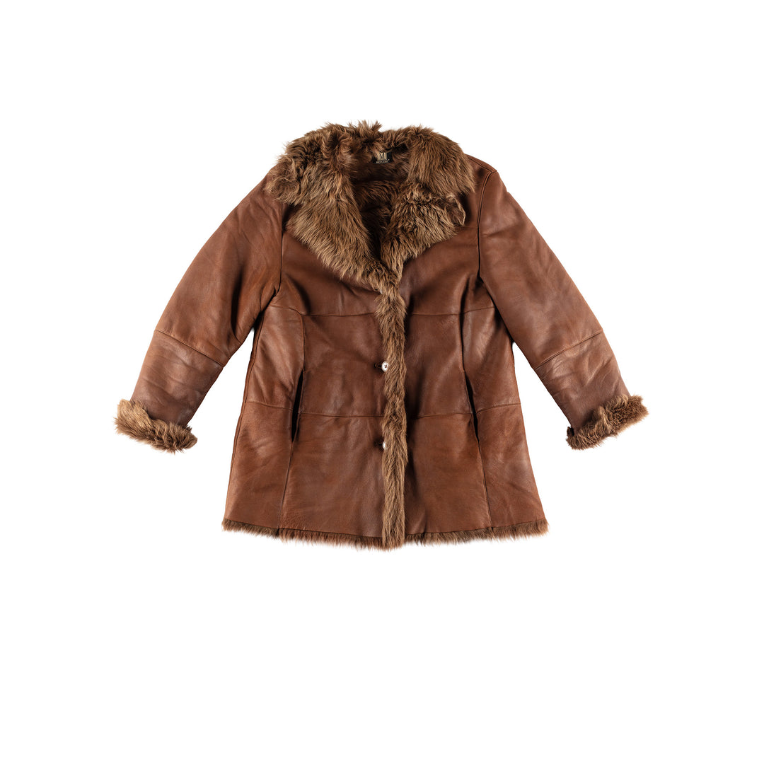 Vintage 80's Women Sheepskin Coat in BrownMN430