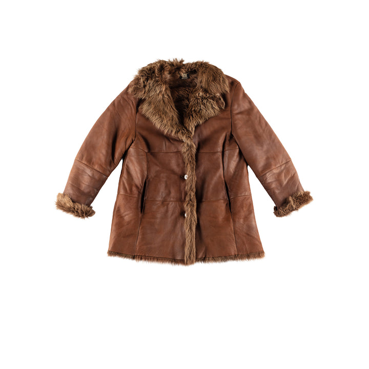 Vintage 80's Women Sheepskin Coat in BrownMN430