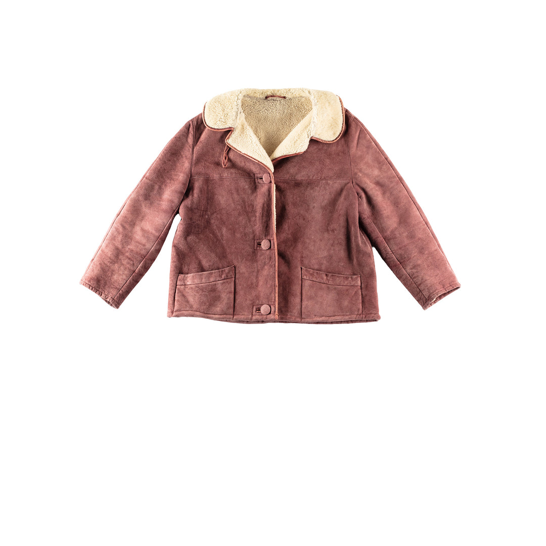 Vintage 80's Women Sheepskin Jacket in RedMN250