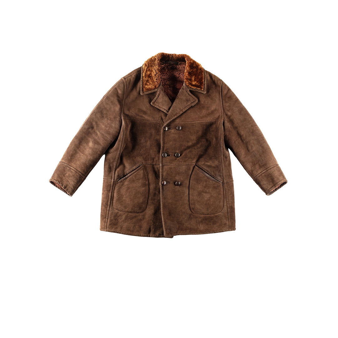 Vintage 80's Men Sheepskin Coat in BrownVN256
