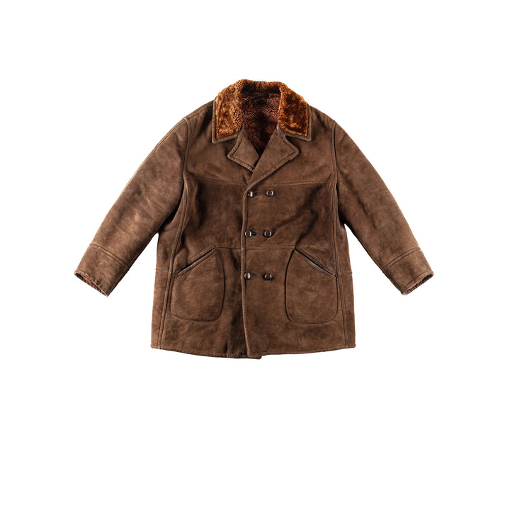 Vintage 80's Men Sheepskin Coat in BrownVN256