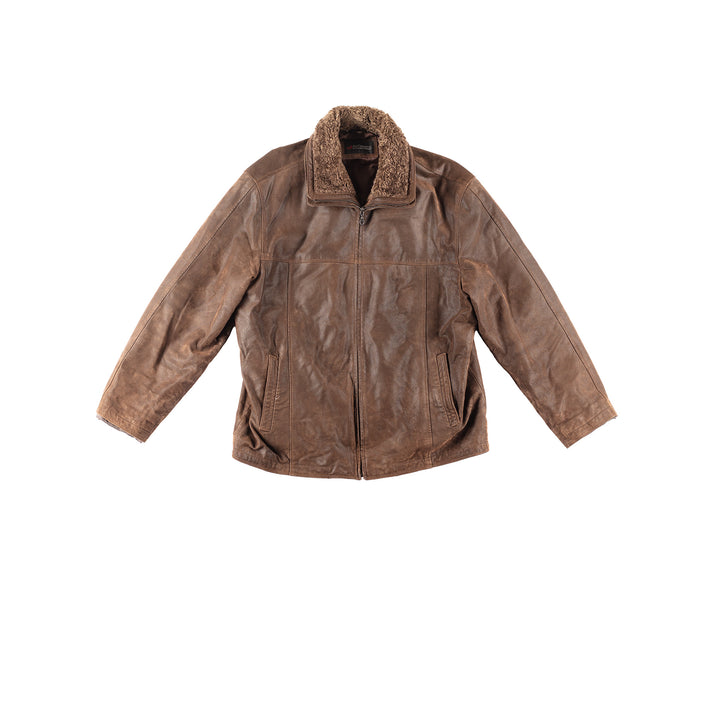 Vintage 00's Men Leather Jacket in Brown
