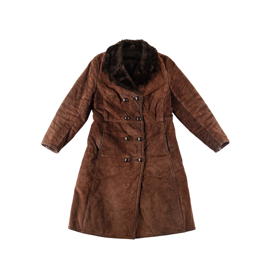 Vintage 90's Women Faux Sheepskin Coat in BrownMN189