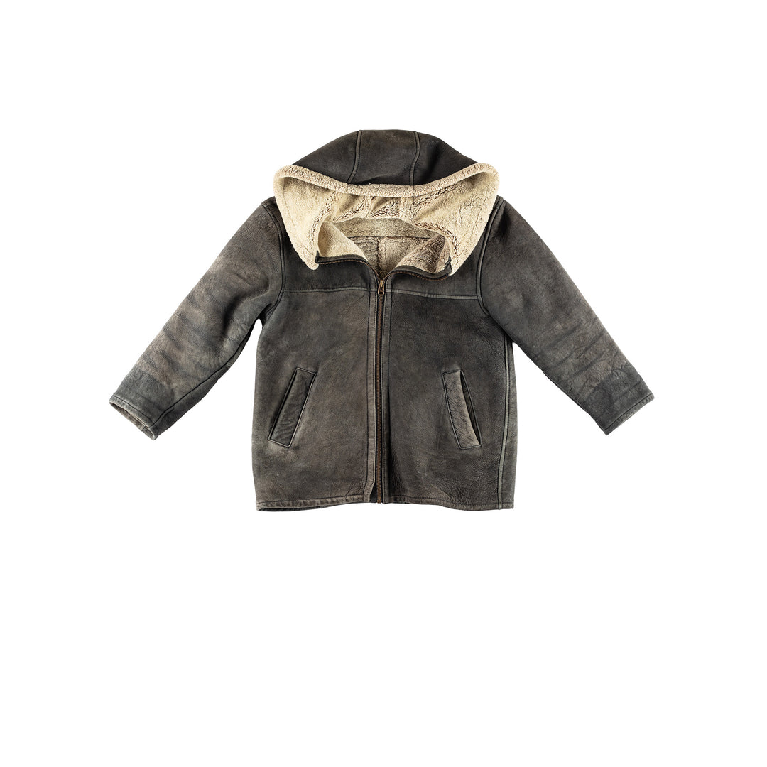 Vintage 80's Women Sheepskin Coat in GrayMN403