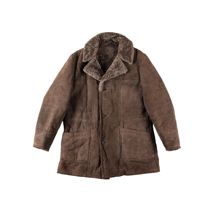 Vintage 80's Men Sheepskin Coat in BrownVN107