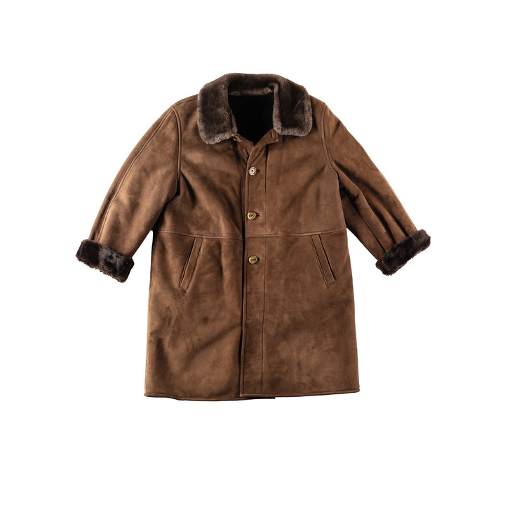 Vintage 80's Men Sheepskin Coat in BrownVN156
