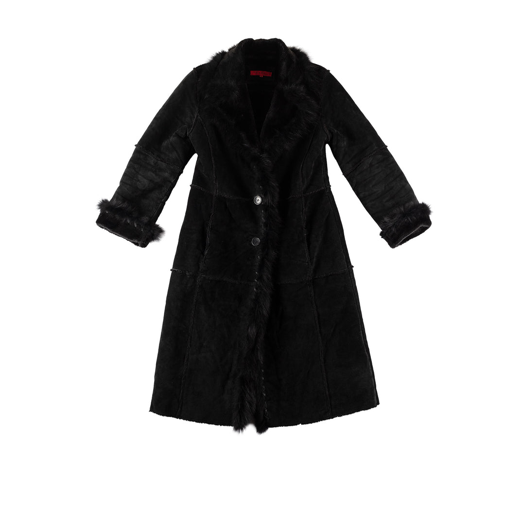 Vintage 70's Women Faux Sheepskin Coat in BlackMN637