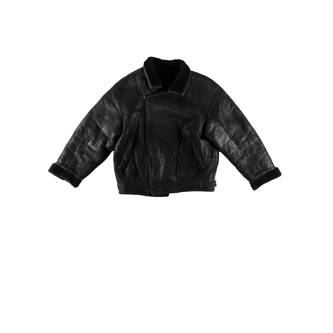 Vintage 80's Men Sheepskin Jacket in BlackVN621