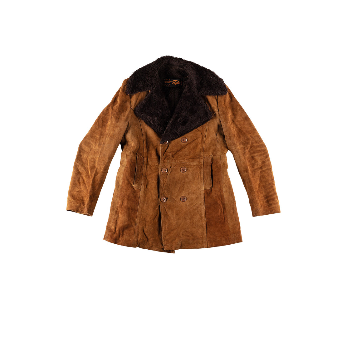 Vintage 70's Men Faux Sheepskin Coat in BrownVN594