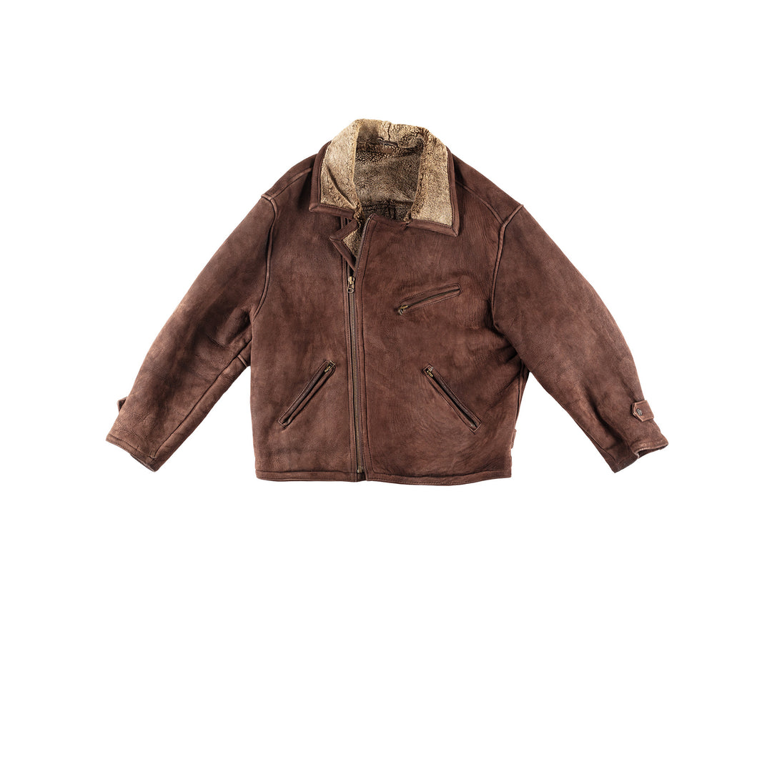 Vintage 90's Men Sheepskin Jacket in Brown
