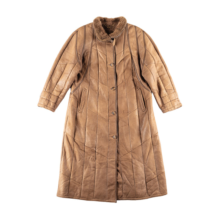 Vintage 80's Women Sheepskin Coat in Brown