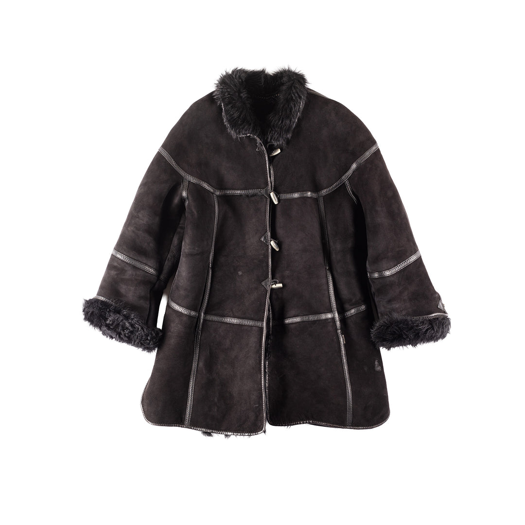 Vintage 00's Women Sheepskin Coat in Black