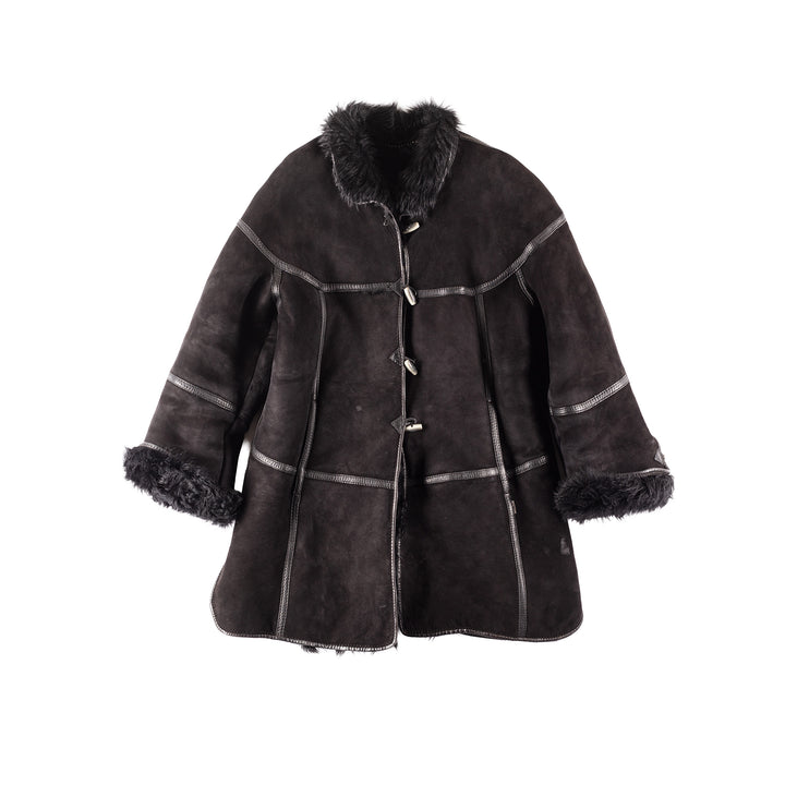 Vintage 00's Women Sheepskin Coat in Black