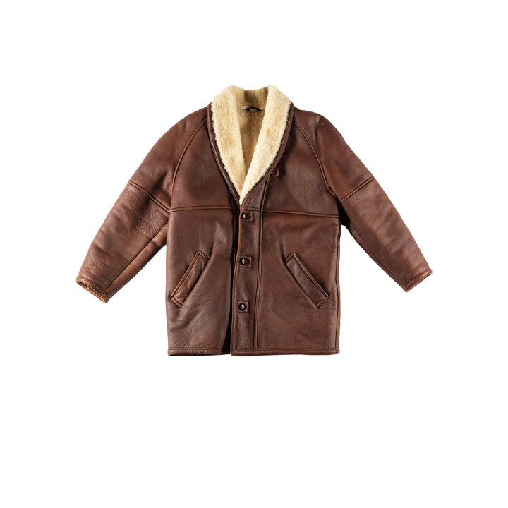 Vintage 80's Men Sheepskin Coat in BrownVN401