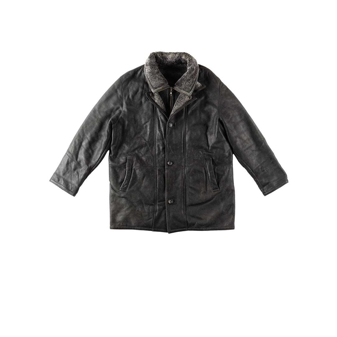 Vintage 90's Men Sheepskin Coat in BlackVN154