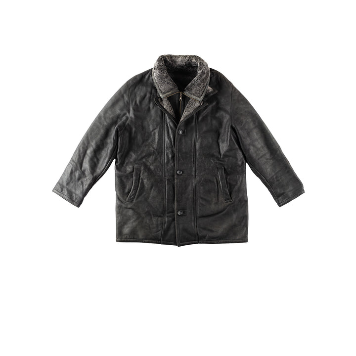 Vintage 90's Men Sheepskin Coat in BlackVN154