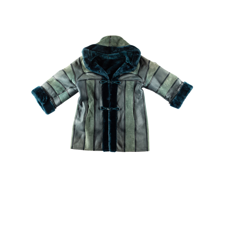 Vintage 80's Women Sheepskin Coat in GreenMN241