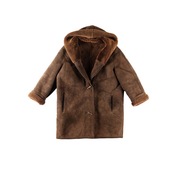 Vintage 90's Women Sheepskin Coat in BrownMN193