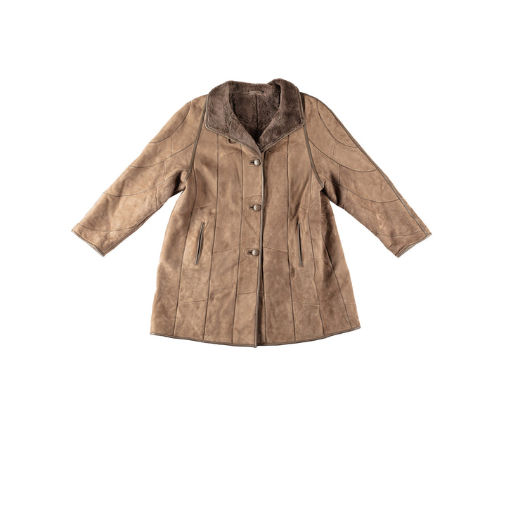 Vintage 80's Women Sheepskin Coat in BeigeMN176