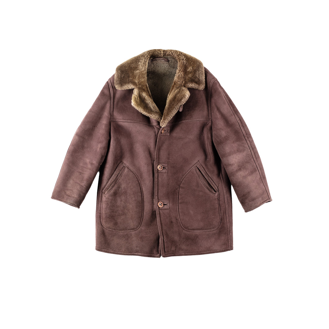 Vintage 80's Men Sheepskin Coat in BrownVN104