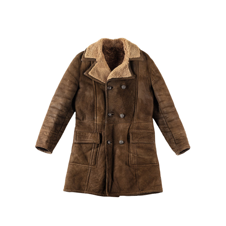 Vintage 70's Men Sheepskin Coat in BrownVN291