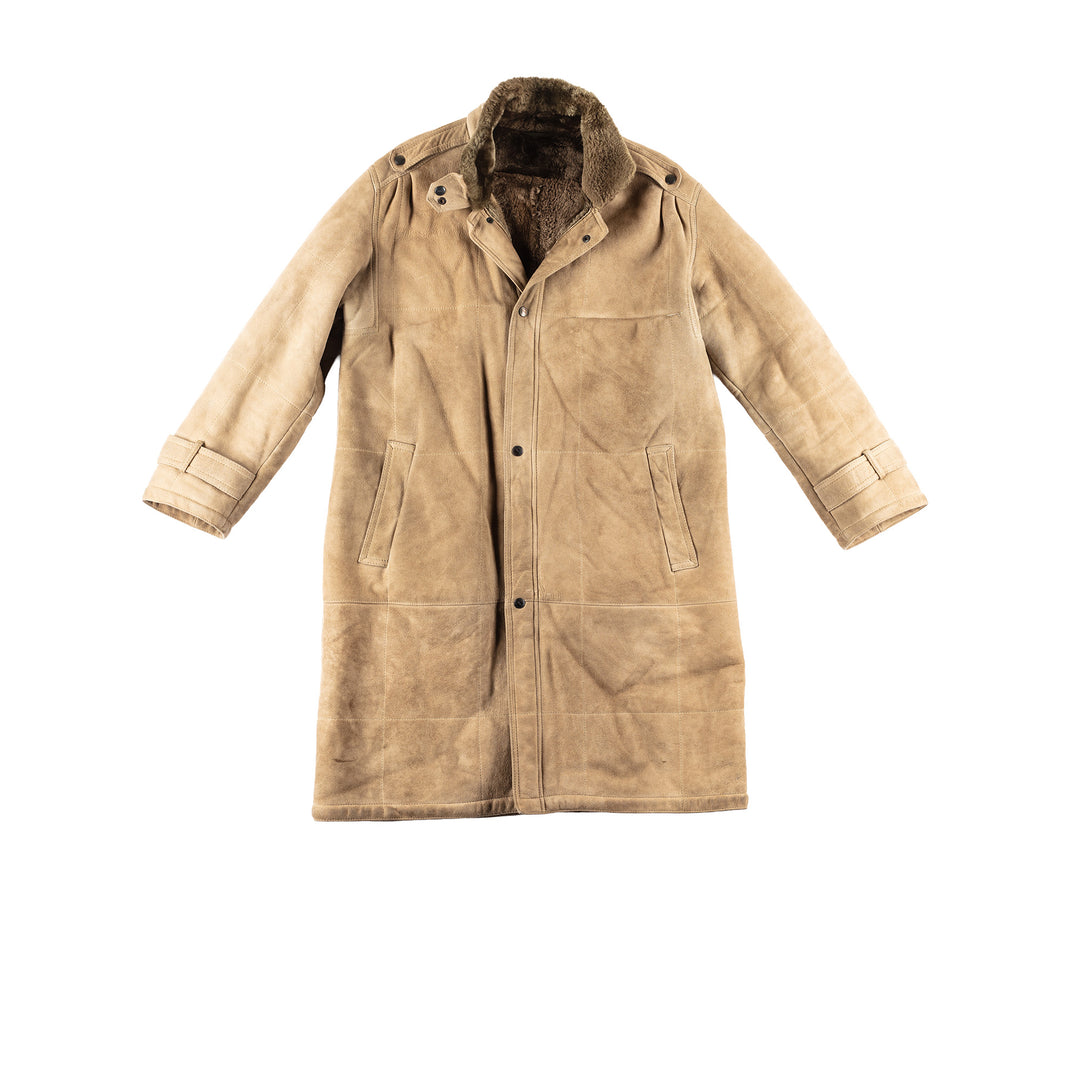 Vintage 80's Men Sheepskin Coat in Beige