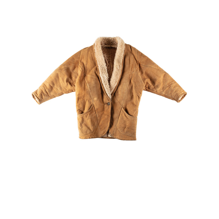 Vintage 80's Women Sheepskin Coat in BrownMN523