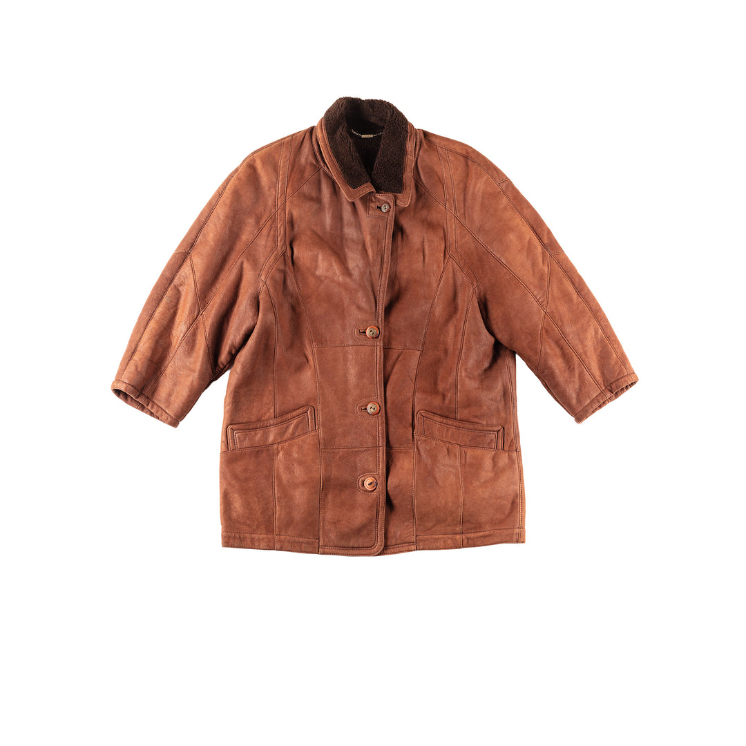 Vintage 80's Women Sheepskin Coat in Brown