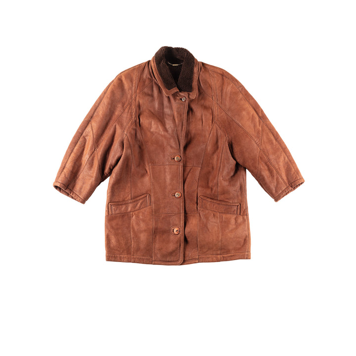 Vintage 80's Women Sheepskin Coat in Brown