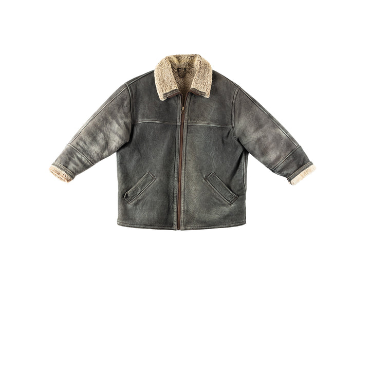 Vintage 90's Men Sheepskin Coat in GrayVN184
