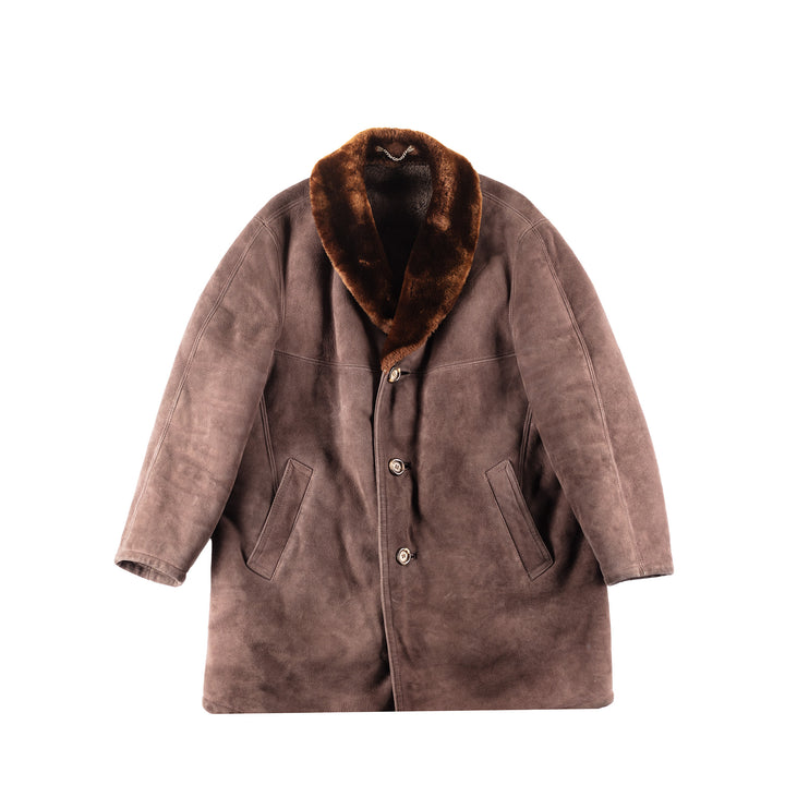 Vintage 80's Men Sheepskin Coat in Brown