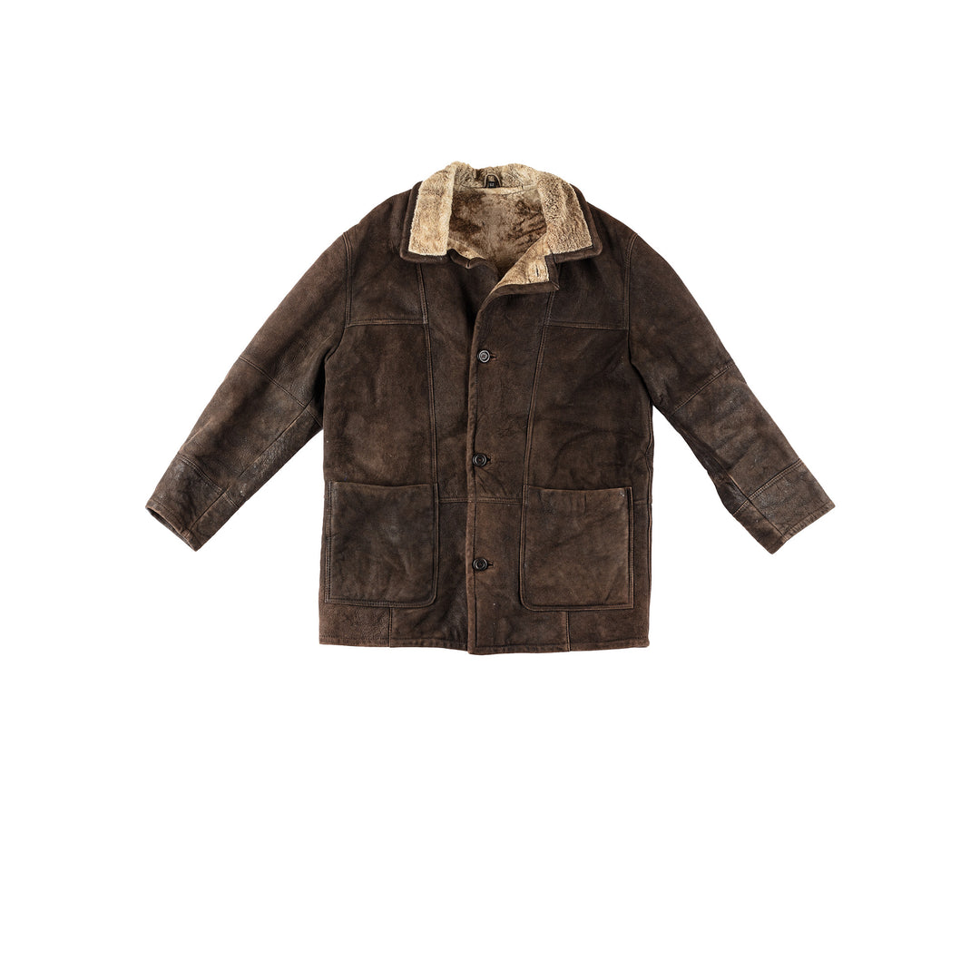 Vintage 80's Men Sheepskin Coat in BrownVN230