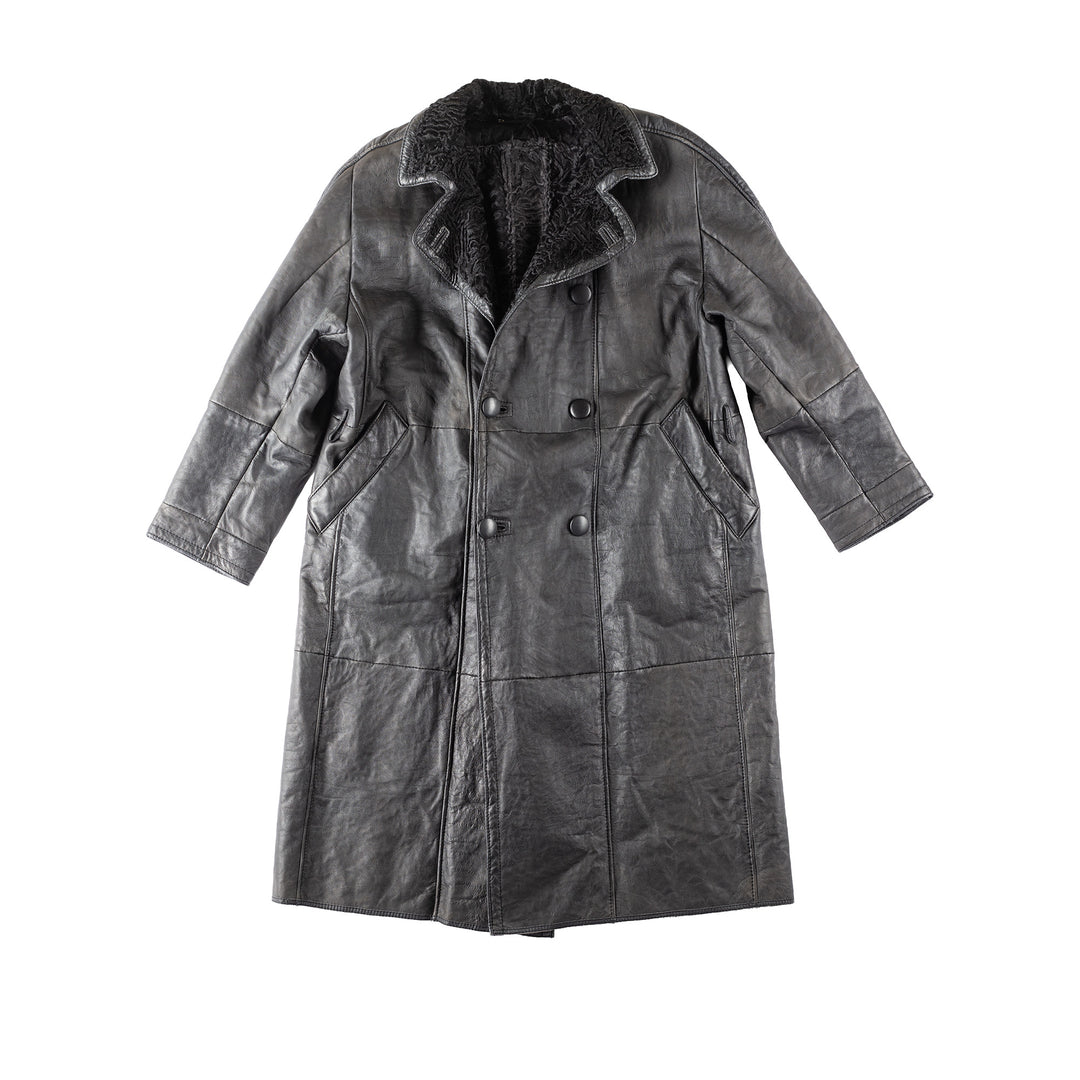 Vintage 90's Women Sheepskin Coat in Black