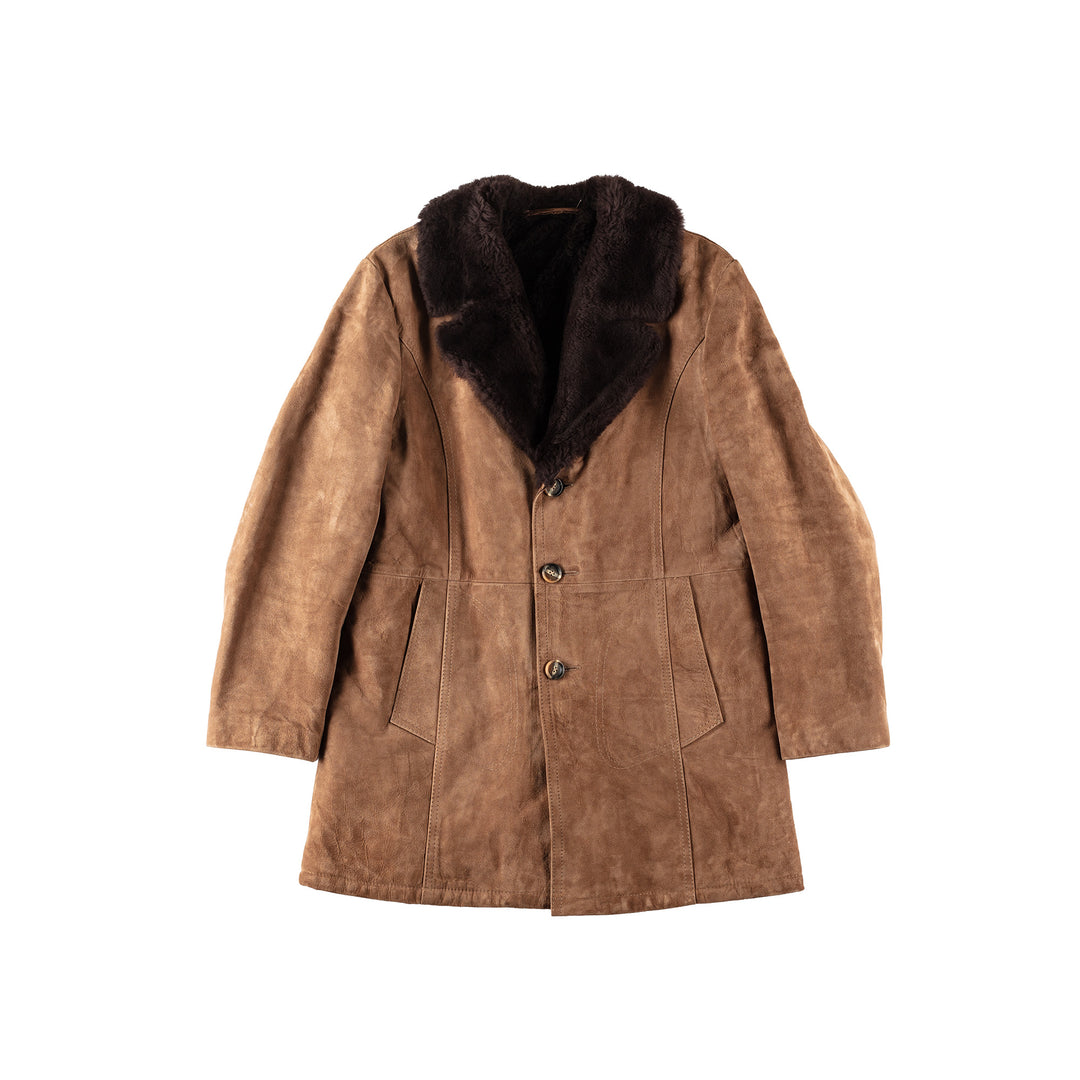 Vintage 70's Men Faux Sheepskin Coat in BrownVN194
