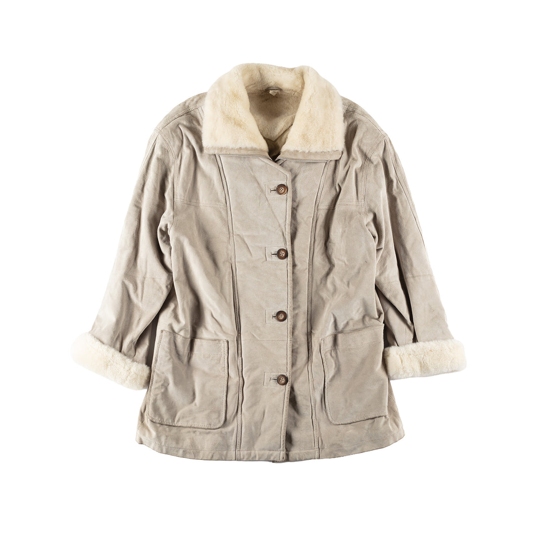 Vintage 00's Women Faux Sheepskin Coat in Gray