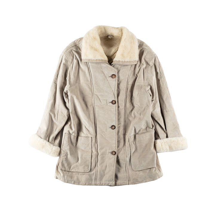 Vintage 00's Women Faux Sheepskin Coat in Gray