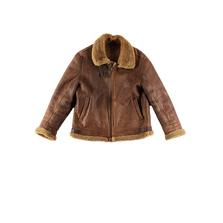 Vintage 80's Men Sheepskin Jacket in BrownVN619