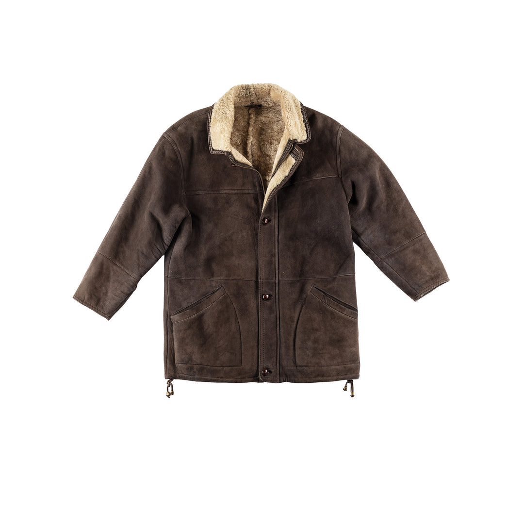 Vintage 80's Men Sheepskin Coat in BrownVN208