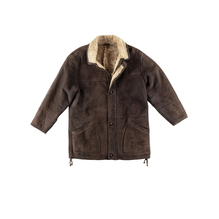Vintage 80's Men Sheepskin Coat in BrownVN208