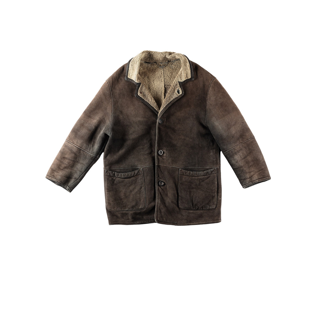 Vintage 90's Men Sheepskin Coat in BrownVN167