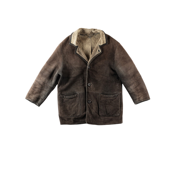 Vintage 90's Men Sheepskin Coat in BrownVN167