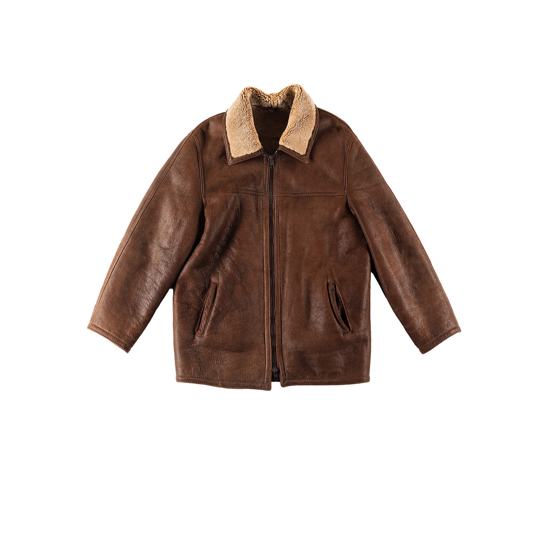 Vintage 80's Men Sheepskin Coat in BrownVN387