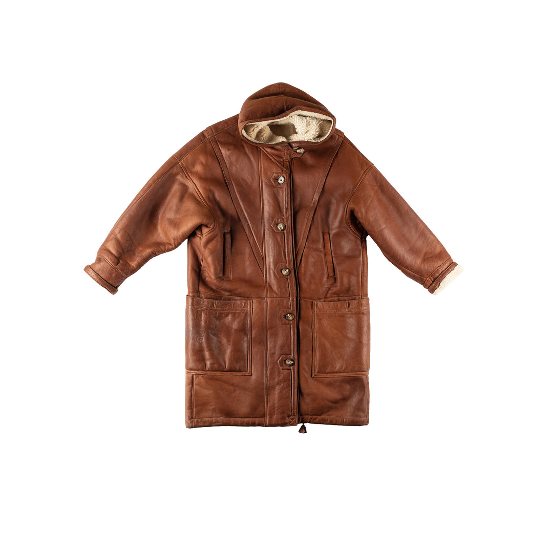 Vintage 80's Women Sheepskin Coat in Brown