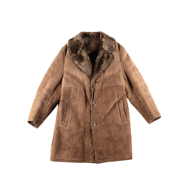 Vintage 80's Men Sheepskin Coat in Brown
